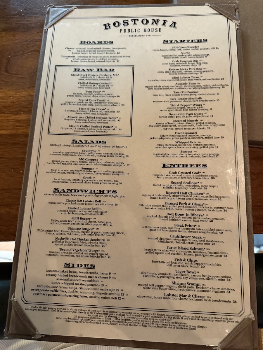 Bostonia Public House Menu - Image 1